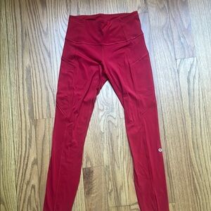 Lululemon Athletica Red Leggings High Waist Full Length
